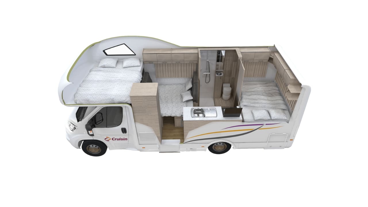 Cruisin Discovery - 6 Berth Layout Side Night View