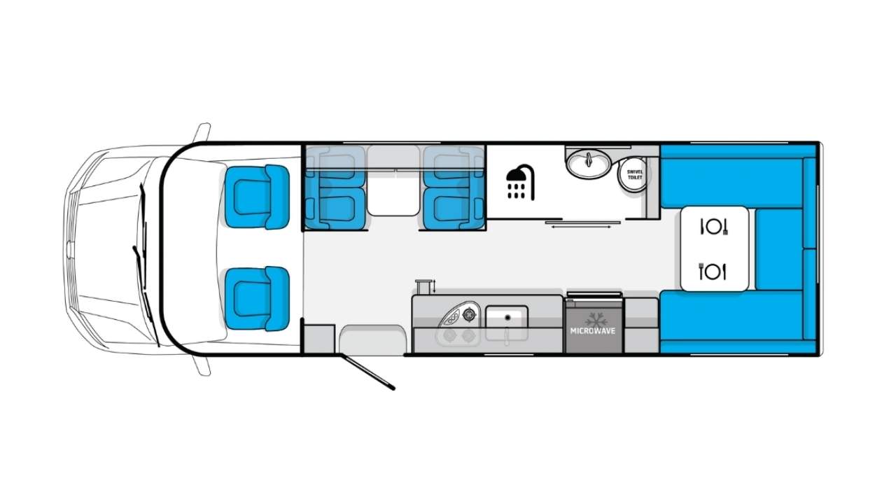 Let's Go Quatro - 4 Berth Day Layout