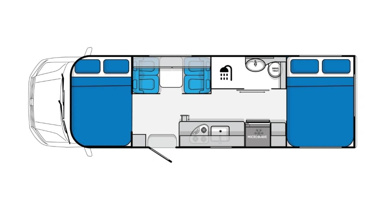 Let's Go Quatro - 4 Berth Night Layout