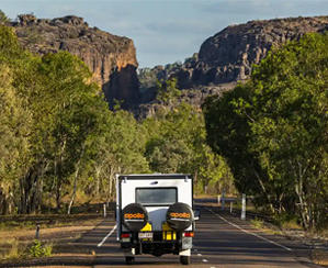 2 berth 4WD camper driving near Darwin in the Northern Territory
