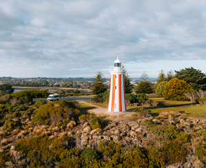 2 berth motorhome near Mersey Bluff Lighthouse in Devonport, Tasmania