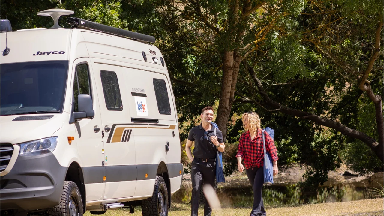 Let's Go Jayco Adventurer - 2 Berth - exterior lifestyle couple