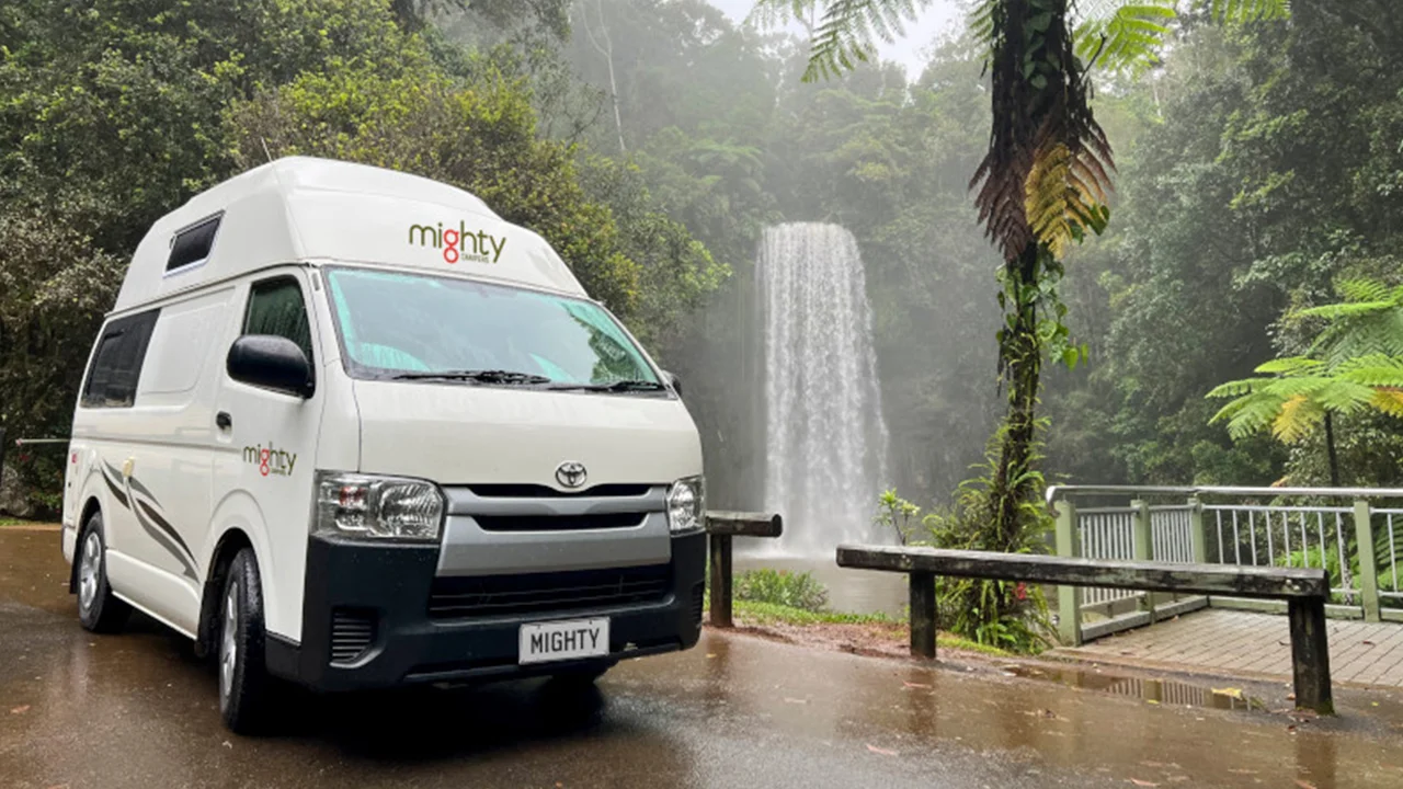 Mighty HiLITE - 2 Berth - exterior at waterfall