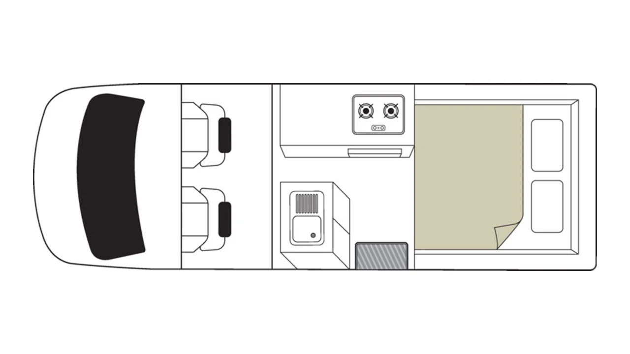 Mighty HiLITE - 2 Berth - floorplan night mode