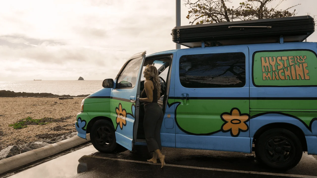 Mystery Machine 3 Rooftop Tent - 3 Berth - exterior lifestyle at beach