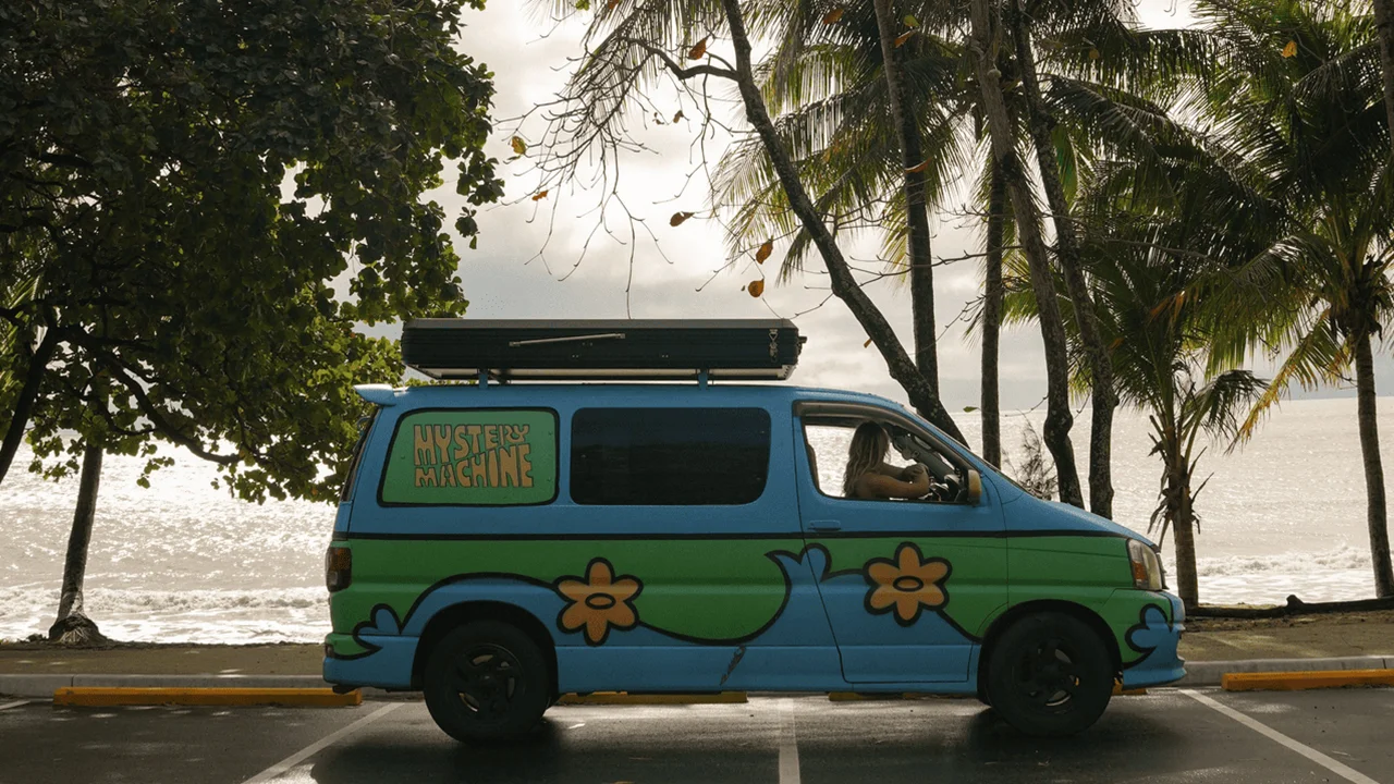 Mystery Machine 3 Rooftop Tent - 3 Berth - exterior side view beach