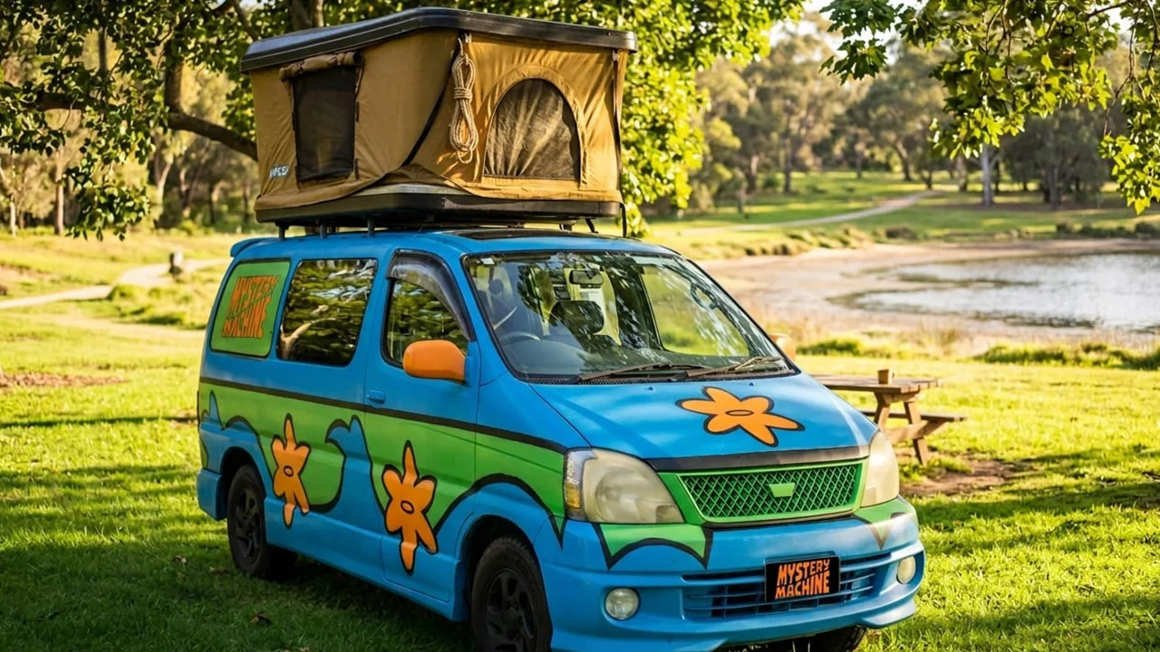 Mystery Machine 3 Rooftop Tent - 3 Berth - exterior with rooftop tent up