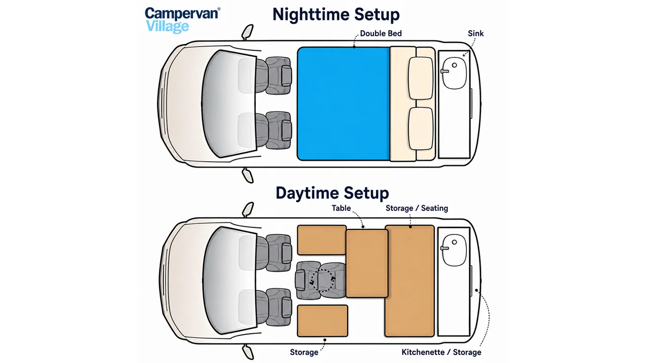 Mystery Machine 3 Rooftop Tent - 3 Berth - floorplan diagram