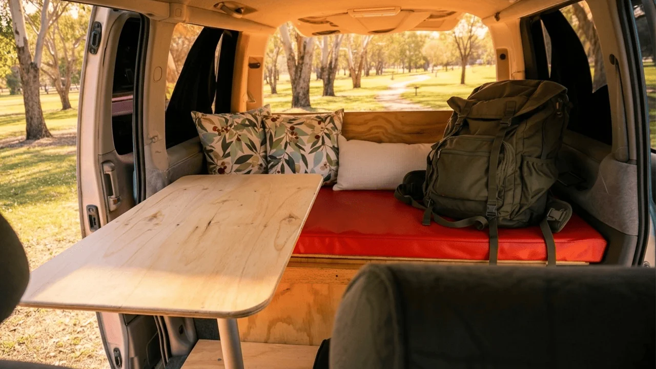 Mystery Machine 3 Rooftop Tent - 3 Berth - rear lounge area