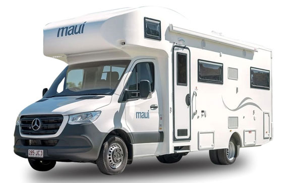 Maui motorhome rental vehicle with toilet and shower